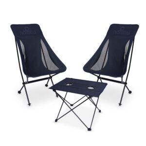 2x Campingstoel Premium Comfort + Camping Tafel Premium (Set) | Dark navy | One Size