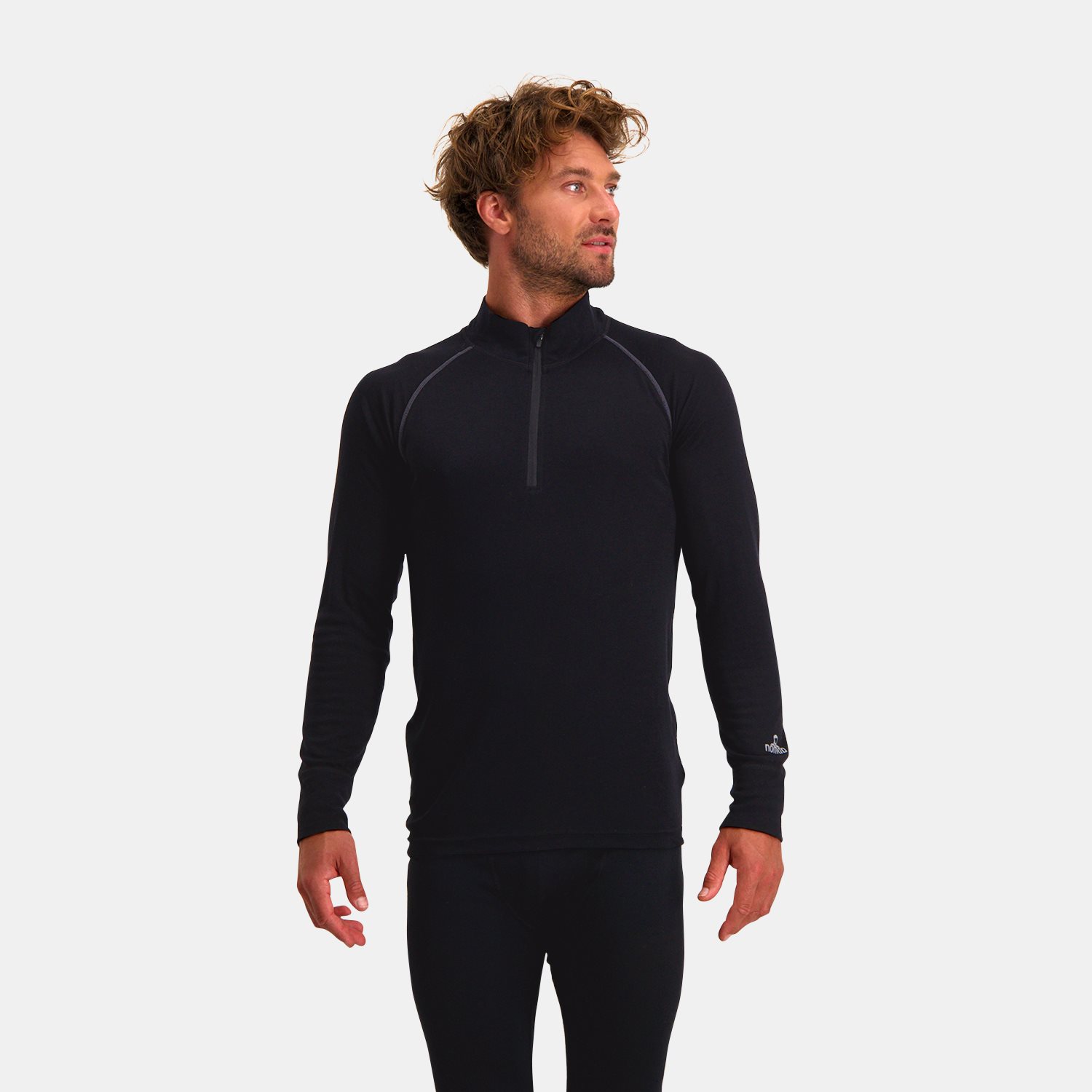 Zip-Neck Thermo Longsleeve Heren | Zwart | XXL