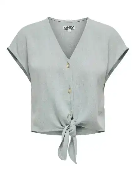 Only Sista SS Knot Linen Blend Shirt