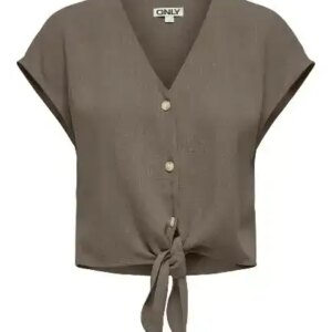 Only Sista SS Knot Linen Blend Shirt