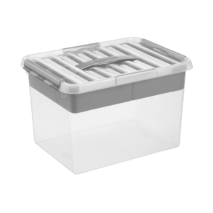 Sunware Q-line opbergbox met inzet 22L transp./metaal