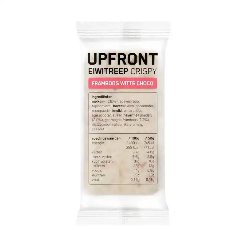 Upfront Eiwitreep Crispy Framboos Witte Choco