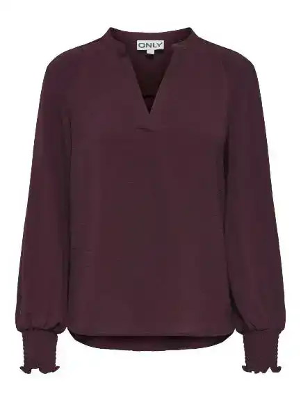 Only Mette V-Neck Ls Smock Top WvnMette Smock Blouse